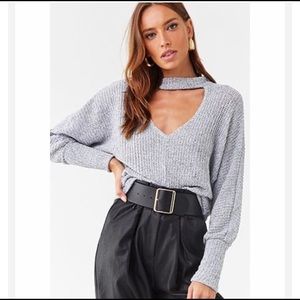 Forever 21 Gray Cutout Sweater